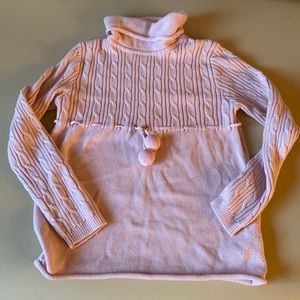 Pom Pom cable knit pink turtleneck sweater